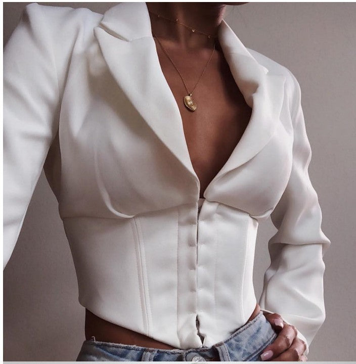 Autumn New Deep V Suit Collar Coat