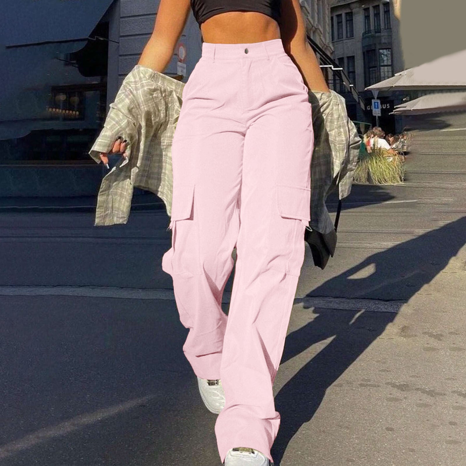 Multi-Pocket Workwear Straight-leg Trousers