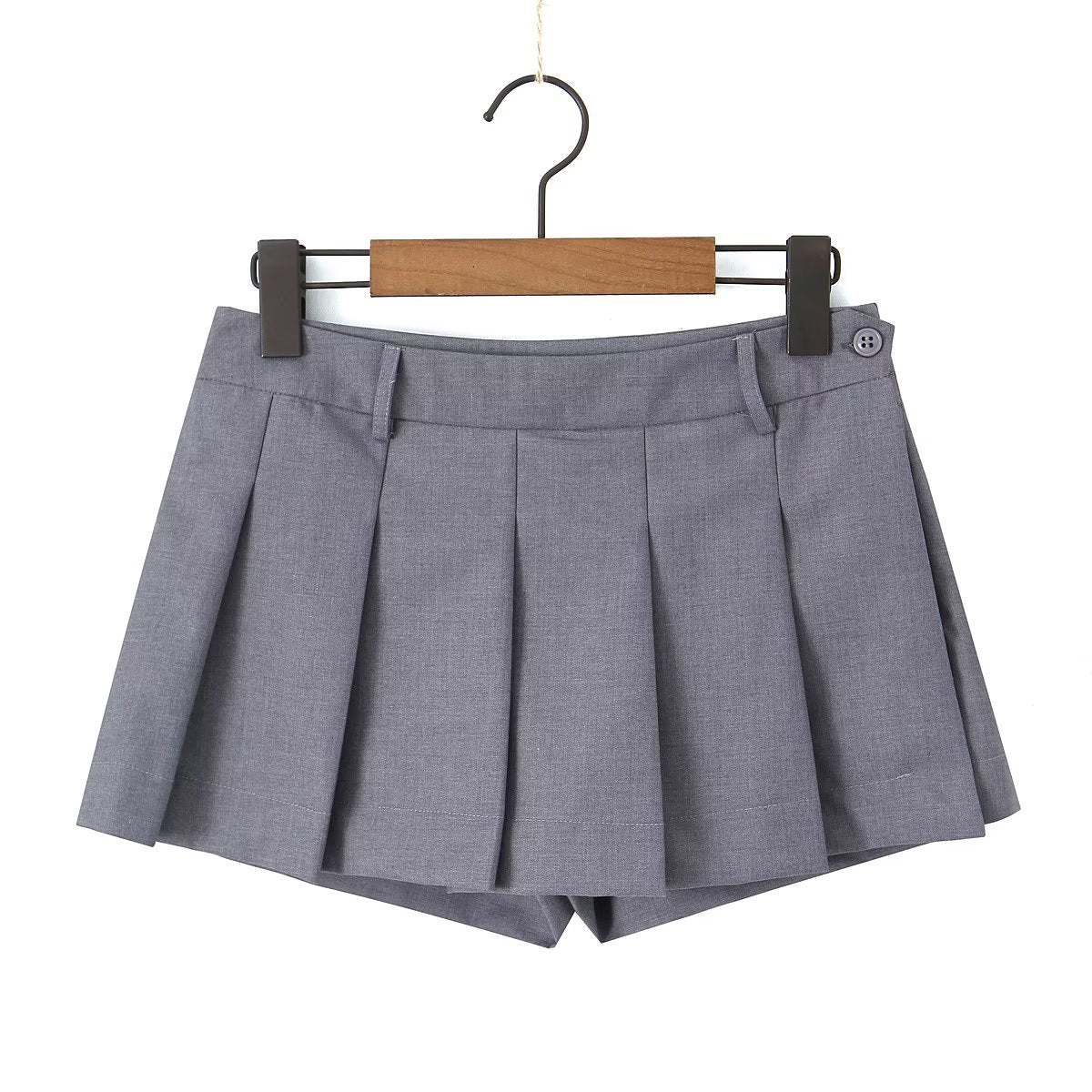 Design Sense Fake Pleated Pantskirt High Waist Suit Skirt