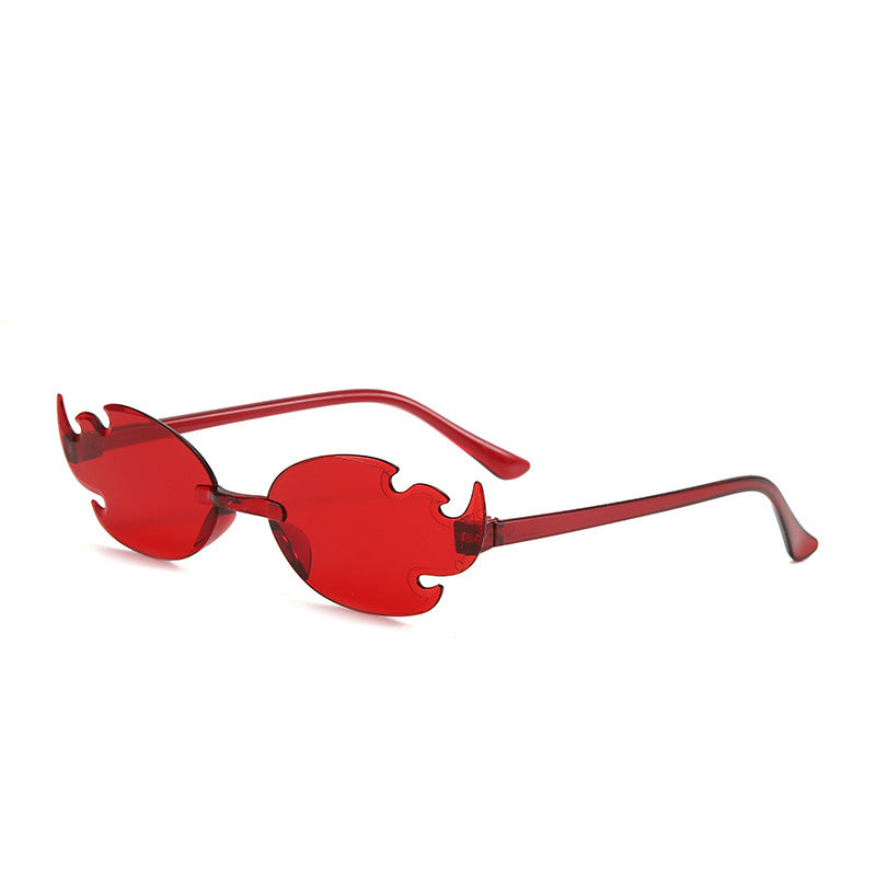 Flame European And American Personalized Trend One-piece Frameless Colorful Dance Party Candy Color Glasses