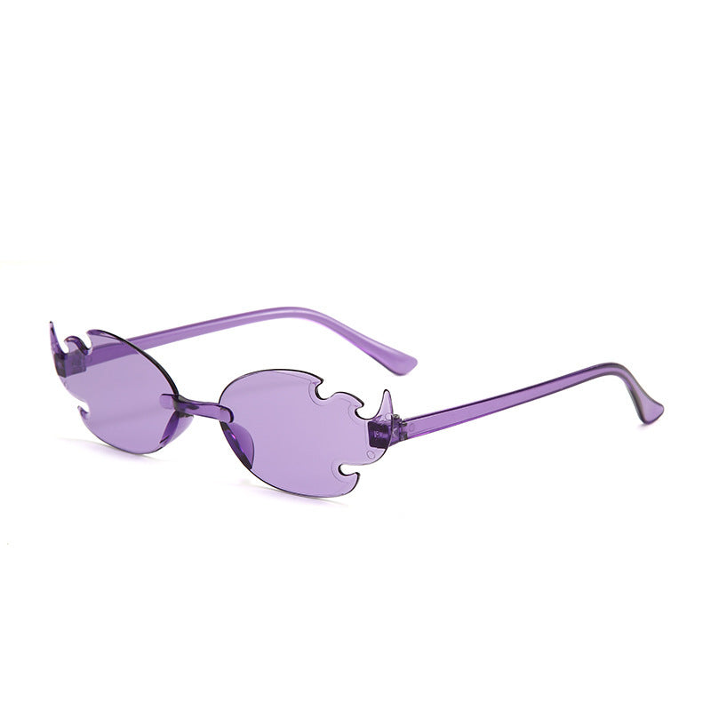 Flame European And American Personalized Trend One-piece Frameless Colorful Dance Party Candy Color Glasses