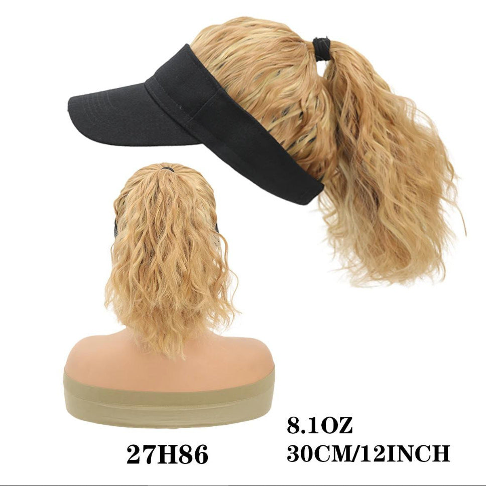 Women's Personality Horse Tail Waves Roll Hooded Wig