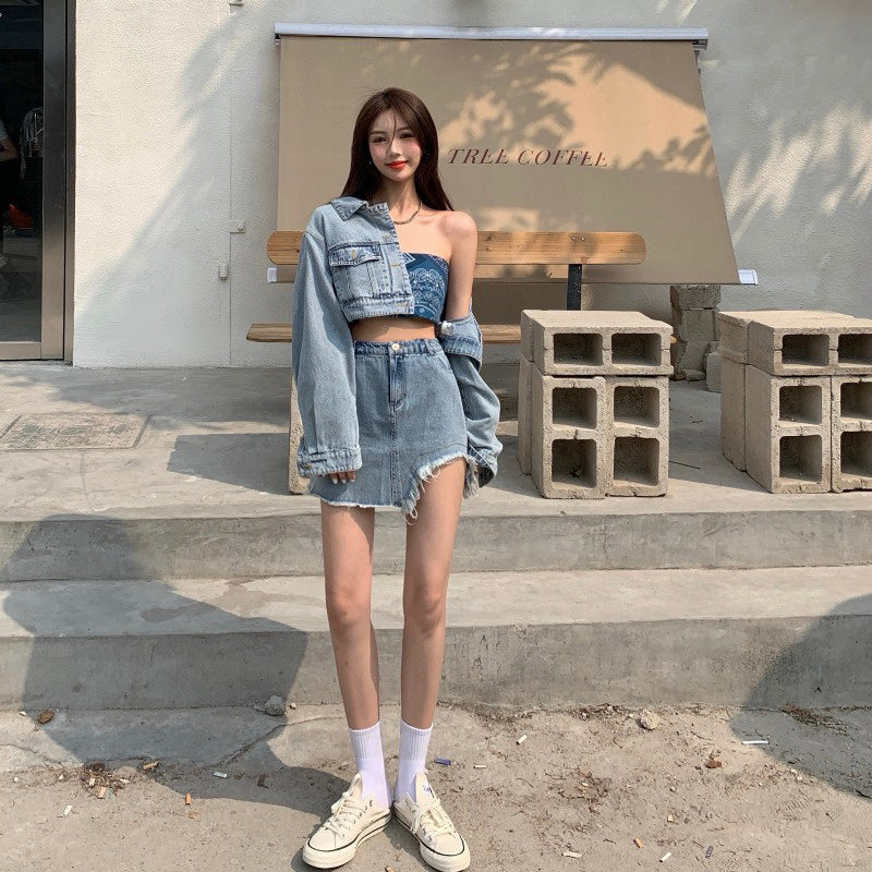 Women's Retro Tooling Denim Short Coat
