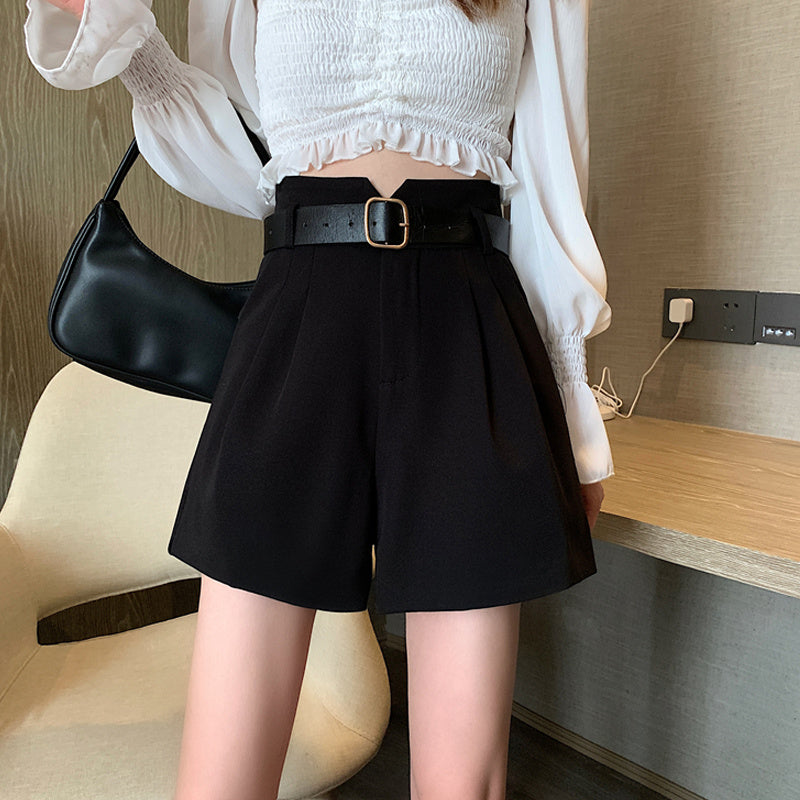 Design Wide-leg A-line High-waist Suit Shorts