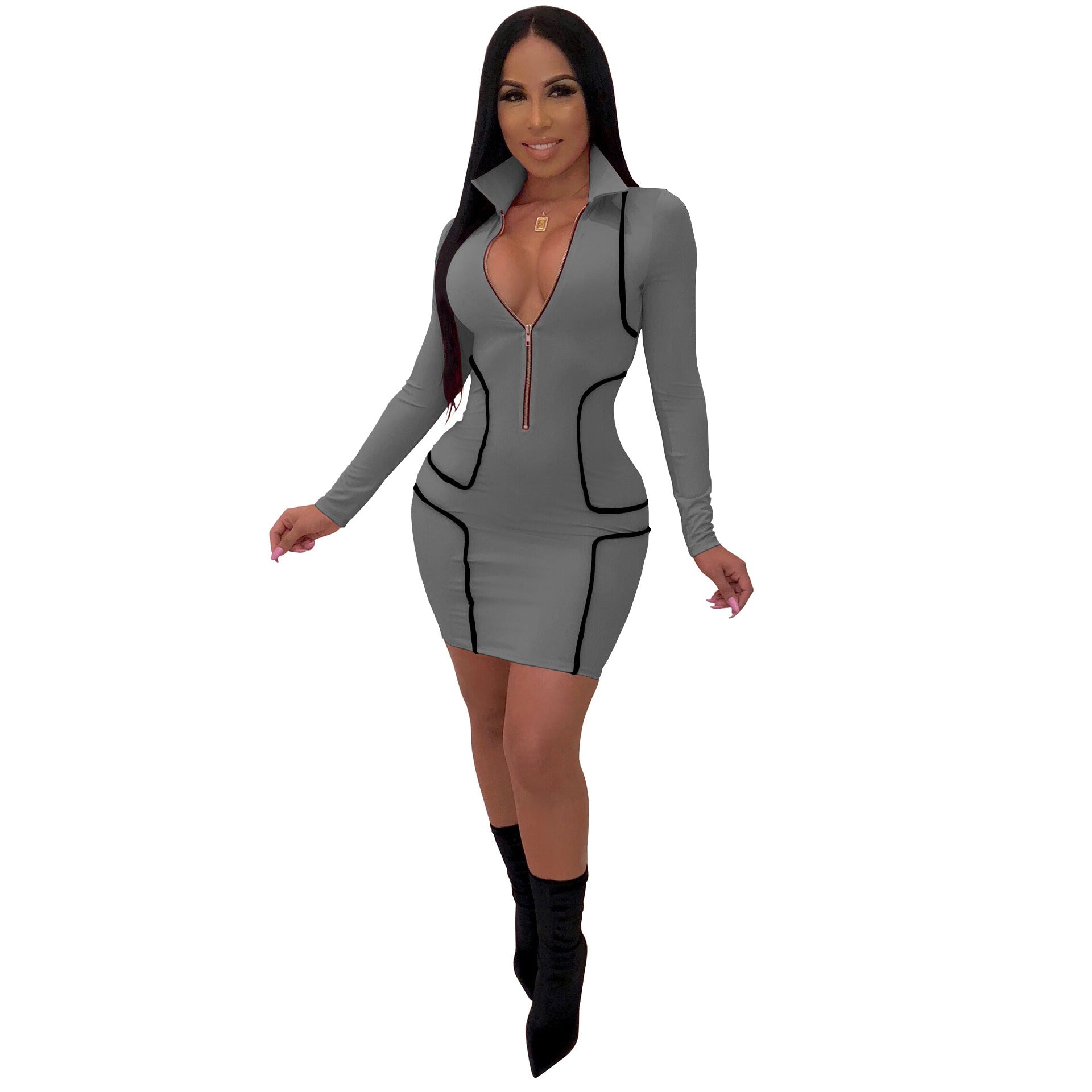 Fashion V-neck Mid-length Dress Women's Clothing Dress