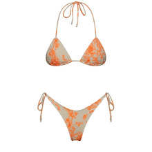 Printed Reversible Lace-up Triangle Bikini