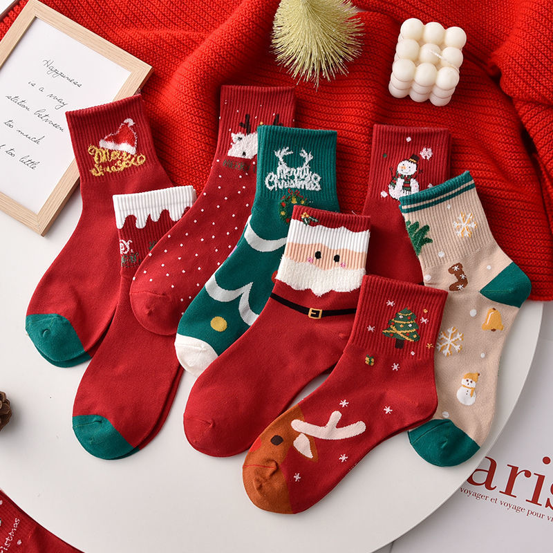 Women's Mid Tube Stockings Autumn And Winter Red Birth Year