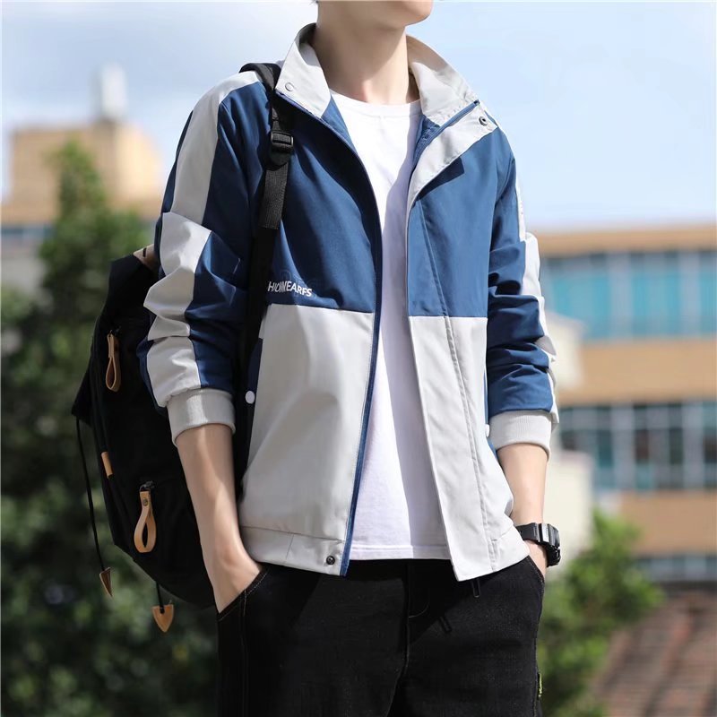 Autumn Clothing Coat Men's Spring New Korean Style Trendy Handsome Top Spring And Autumn Clothes Men's Stand Collar Jacket