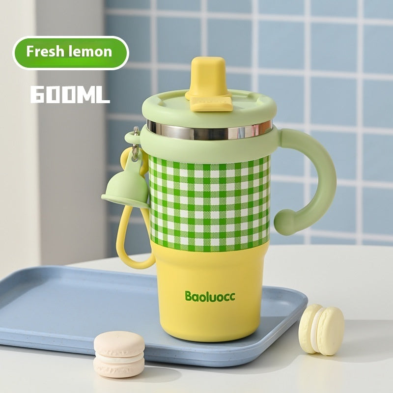316 Stainless Steel Vacuum Cup Household Handle Student Straw Cup