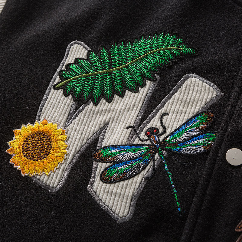 Men's New Jacket Embroidered Standard Woolen Stand Collar Baseball Jersey