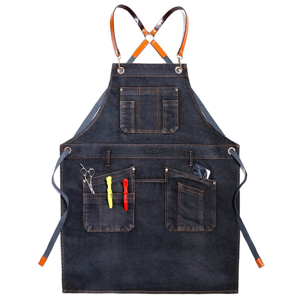Kitchen Floral Art Men's And Women's Work Clothes Overclothes Cotton Jean Apron