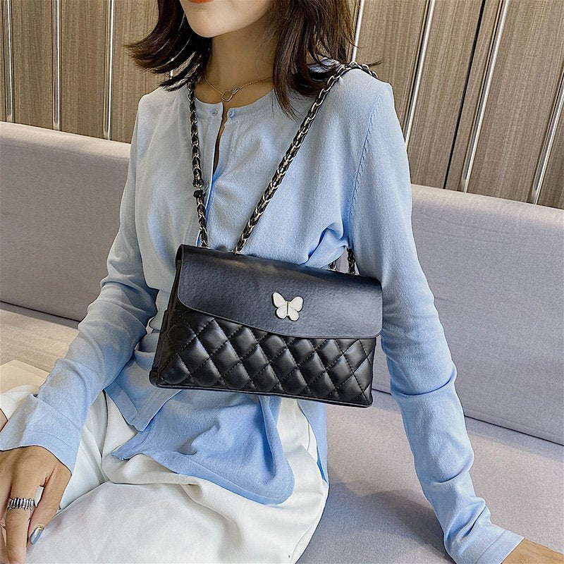 Fashion Trend Rhombus Chain Bag Ins Western Style One Shoulder Messenger Small Square Bag Tide