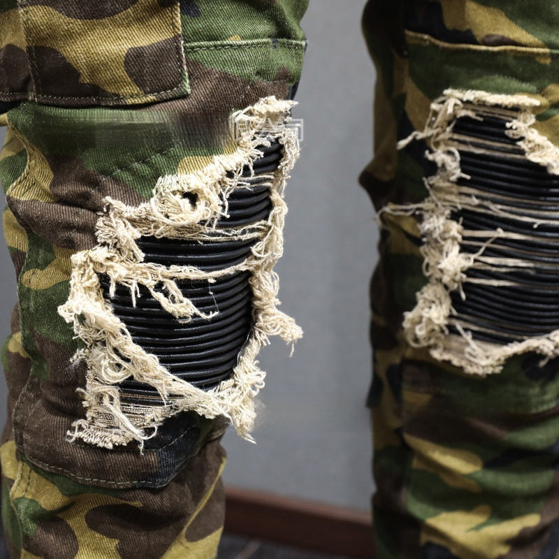 Fashion Camouflage Men's Jeans Broken Holes Pants