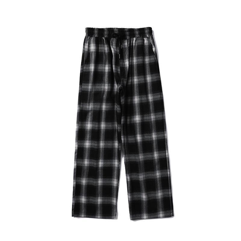 Men's Plaid Casual Straight-leg Loose-fit Tappered Trousers
