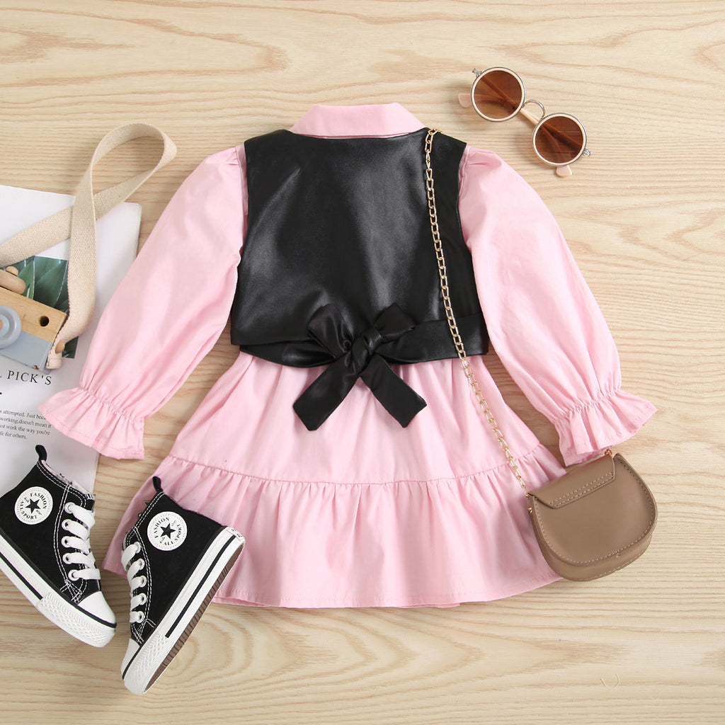 Baby Plus Shirt Dress BlackPU Leather