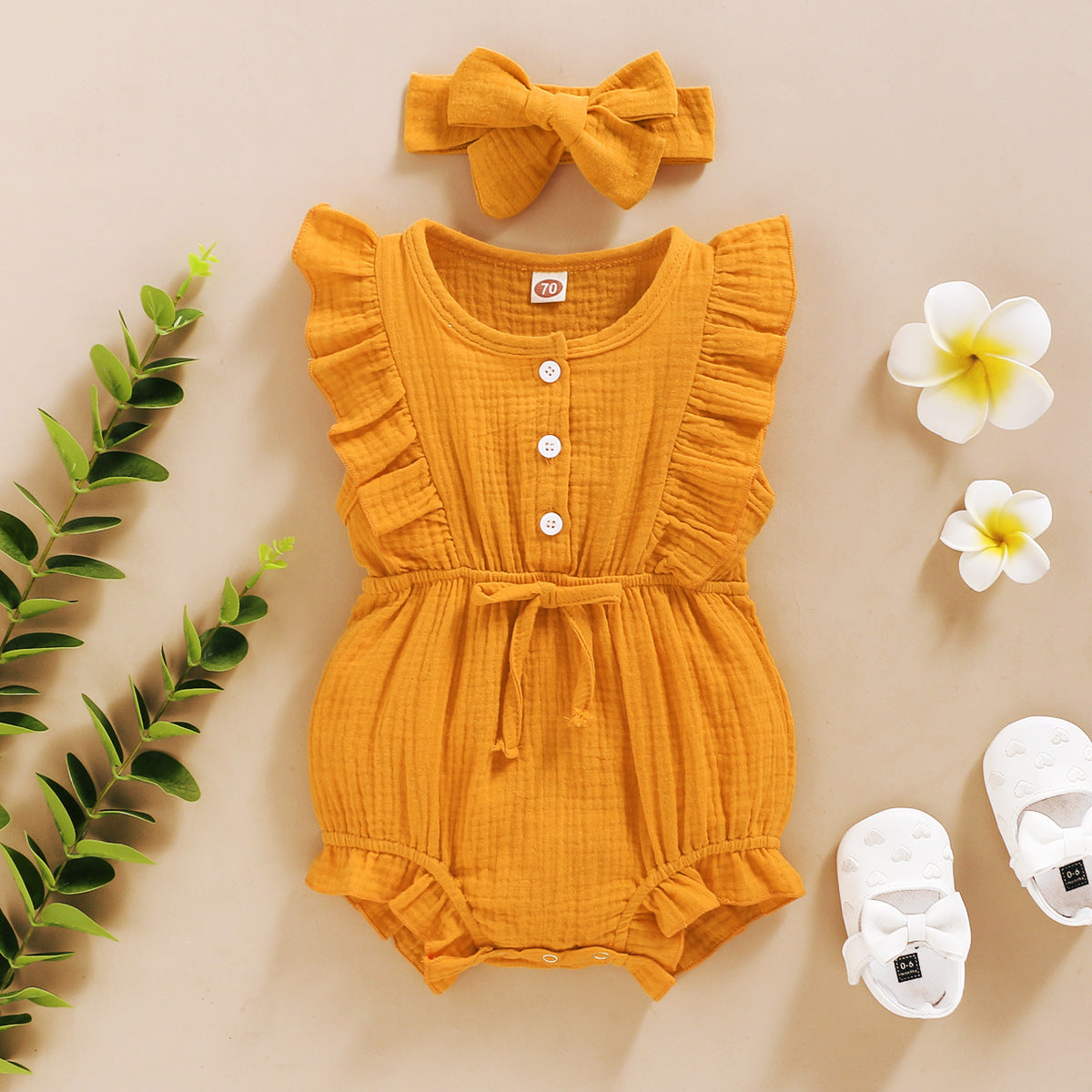 INS Baby Spring And Autumn Models New European And American Sleeveless Solid Color Personality Baby Girl Romper Romper