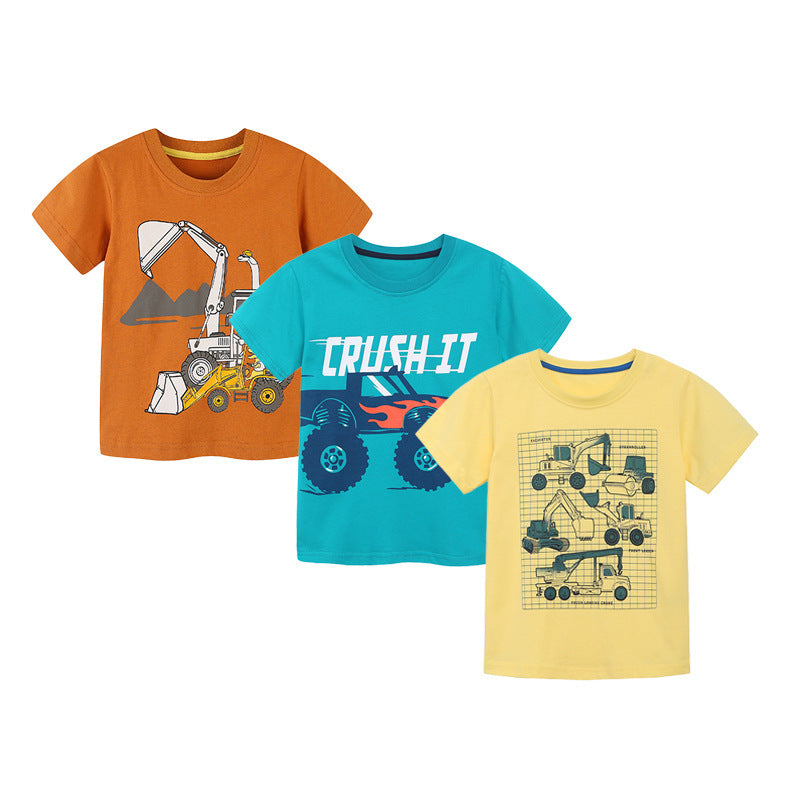 European And American Style Fashion Car Printing Short Sleeve