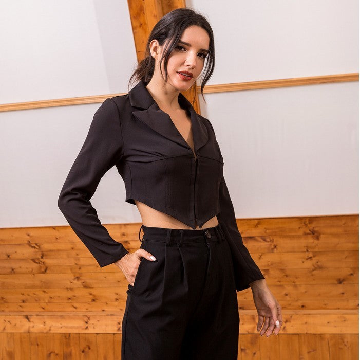 Autumn New Deep V Suit Collar Coat