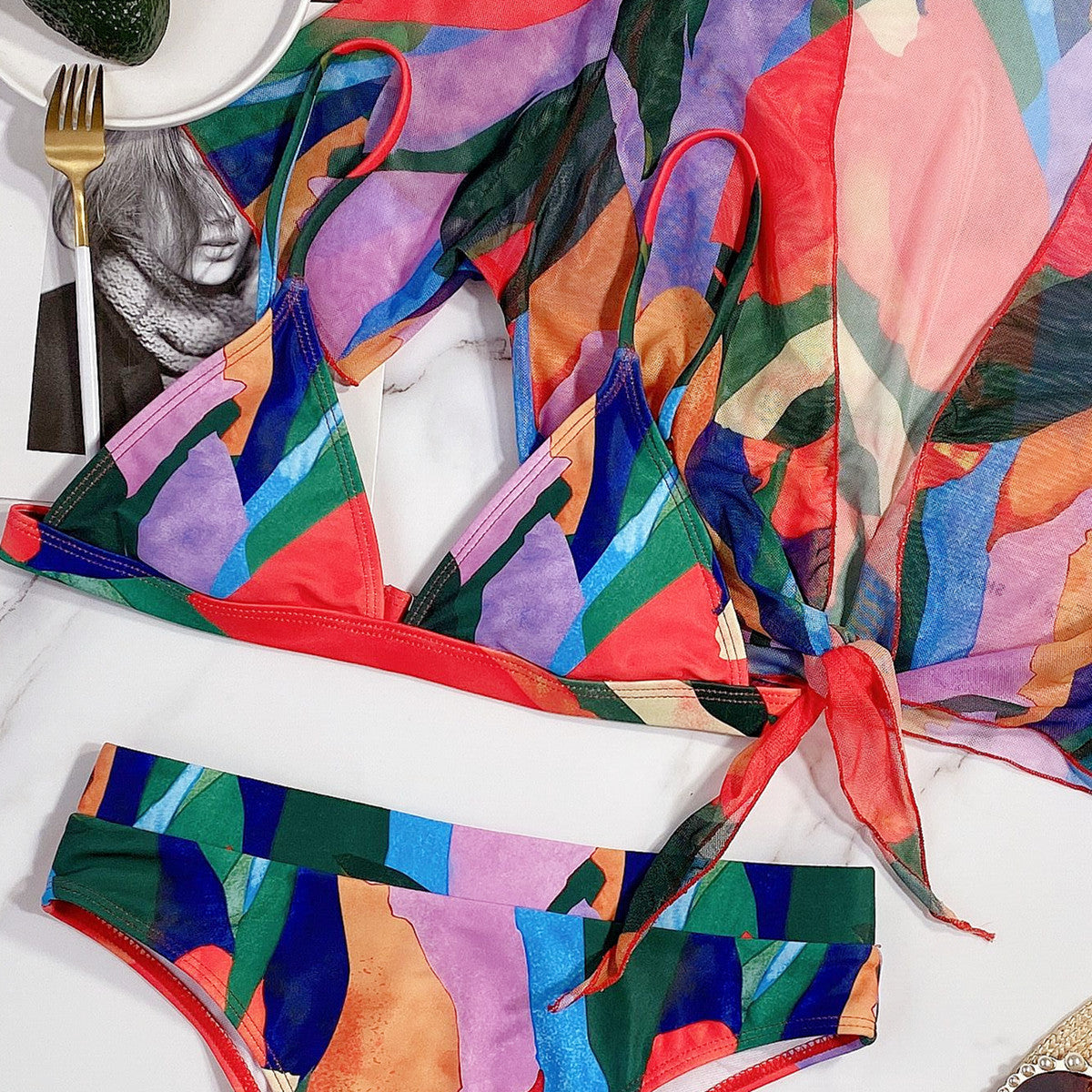 New Women's Printed Split Swimsuit