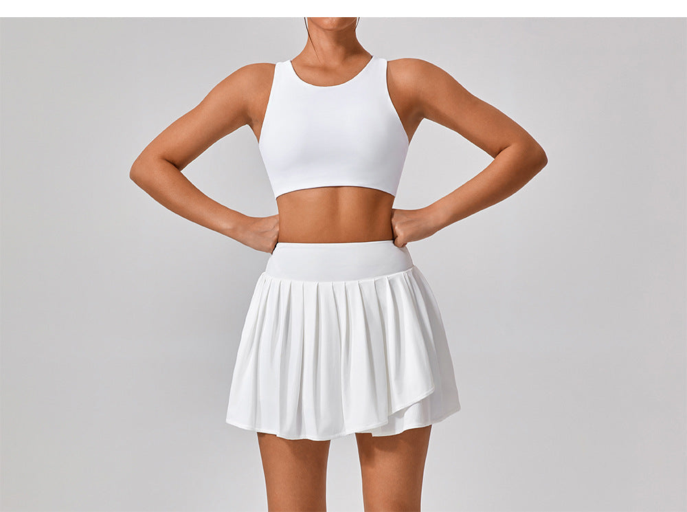 Nude Feel Exercise Skort Slim Elastic Belt Quick-drying Yoga Skirt