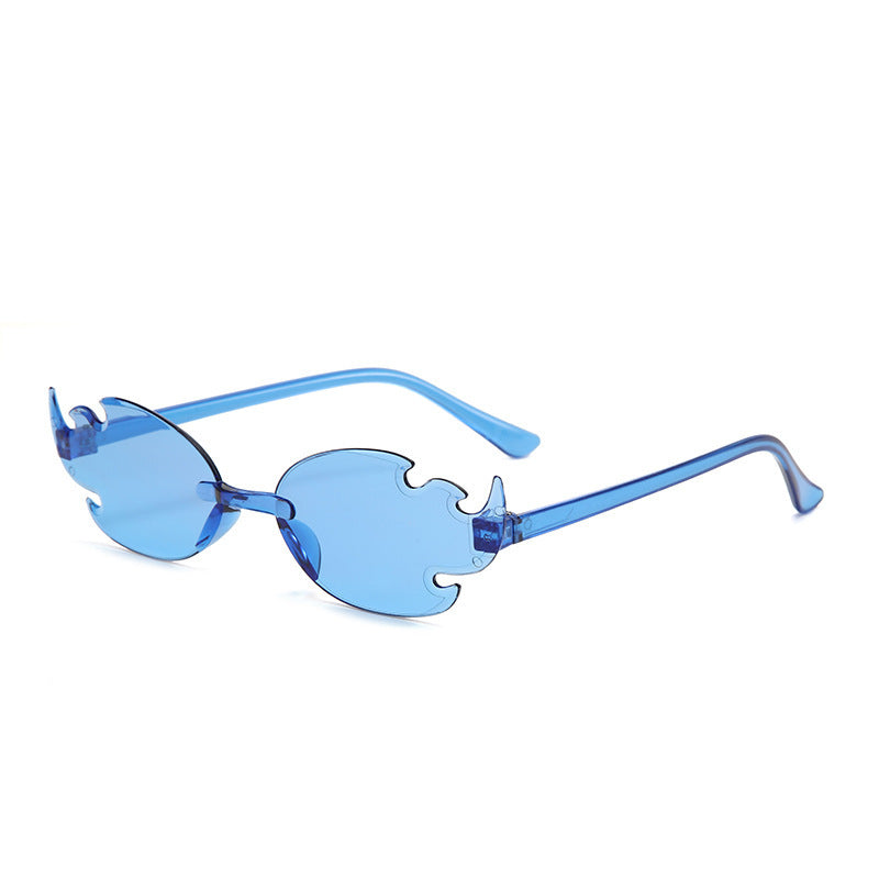 Flame European And American Personalized Trend One-piece Frameless Colorful Dance Party Candy Color Glasses