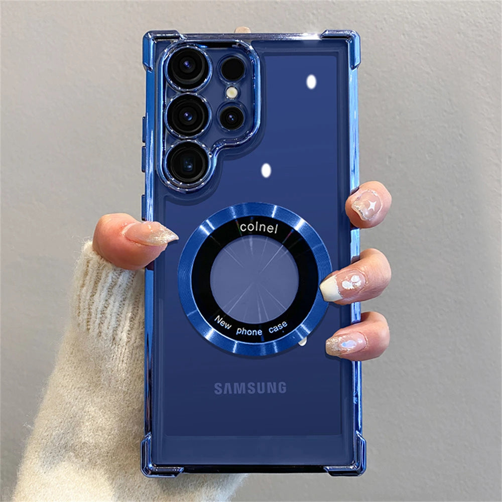 Phone Case Magnetic Suction Airbag Electroplating Transparent