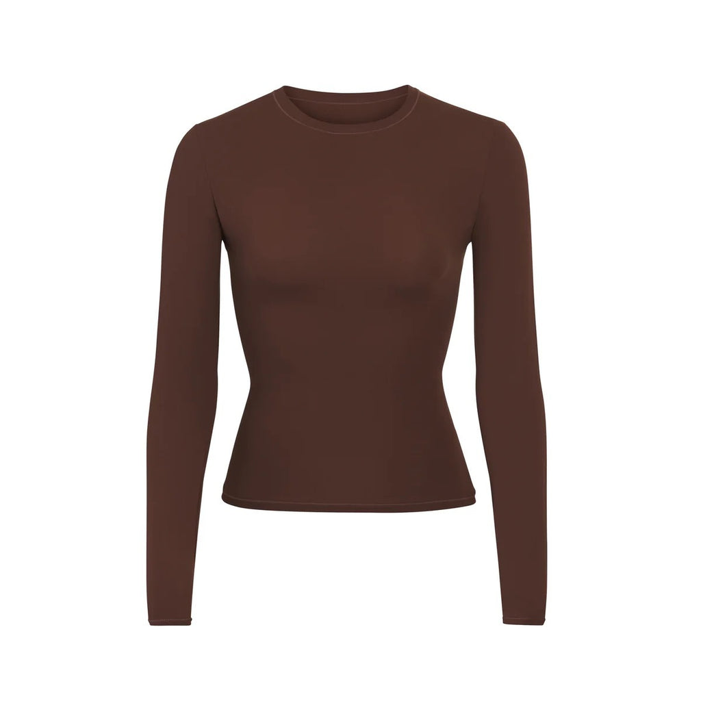 Brushed High-density Nylon Long-sleeved Bottoming Women's Single Wear