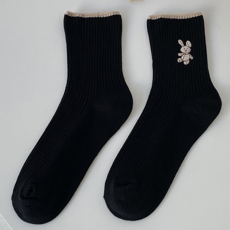 Autumn And Winter New All Cotton Cute Japanese Medium Tube Socks Female