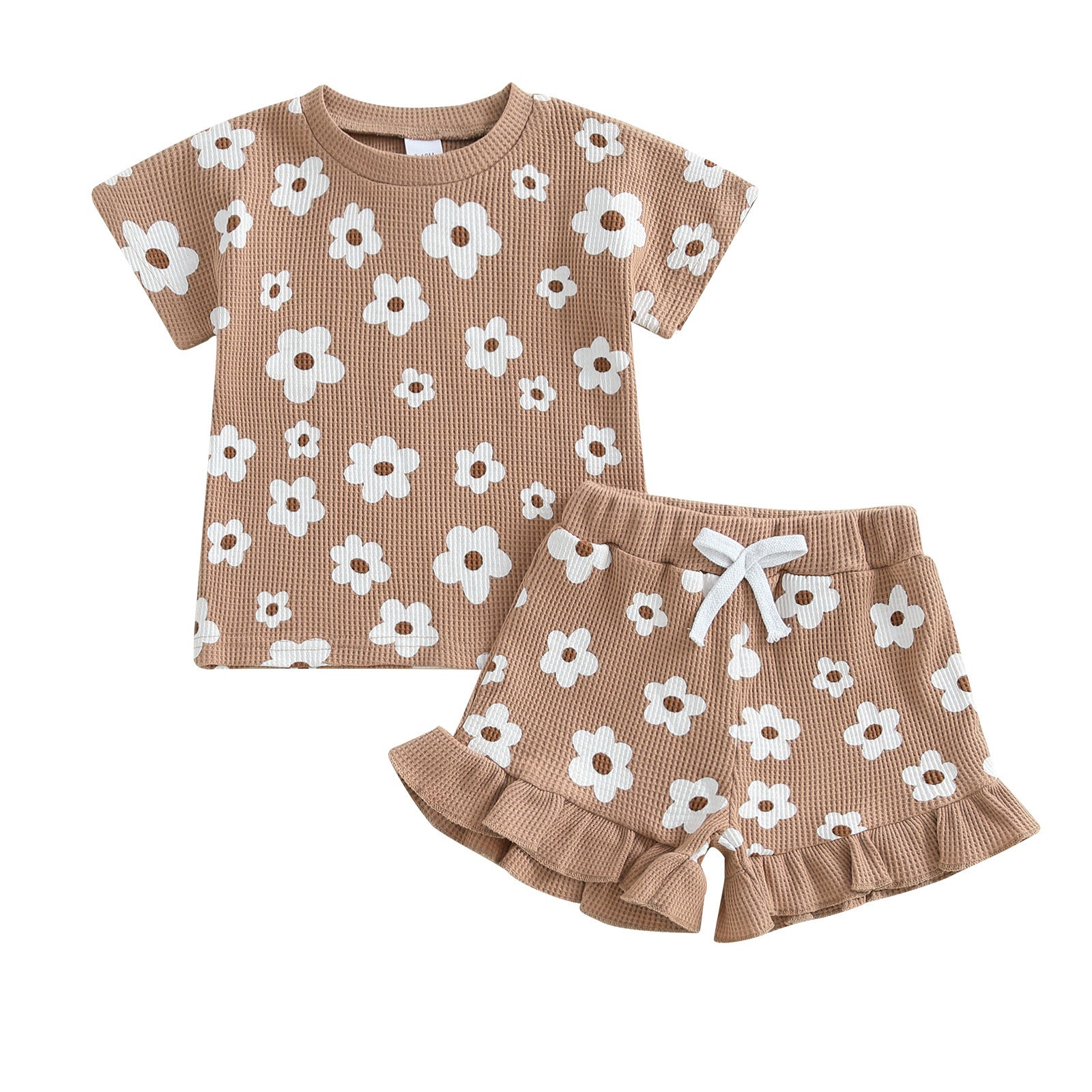Printed Round Neck Short Sleeve Shorts Suit