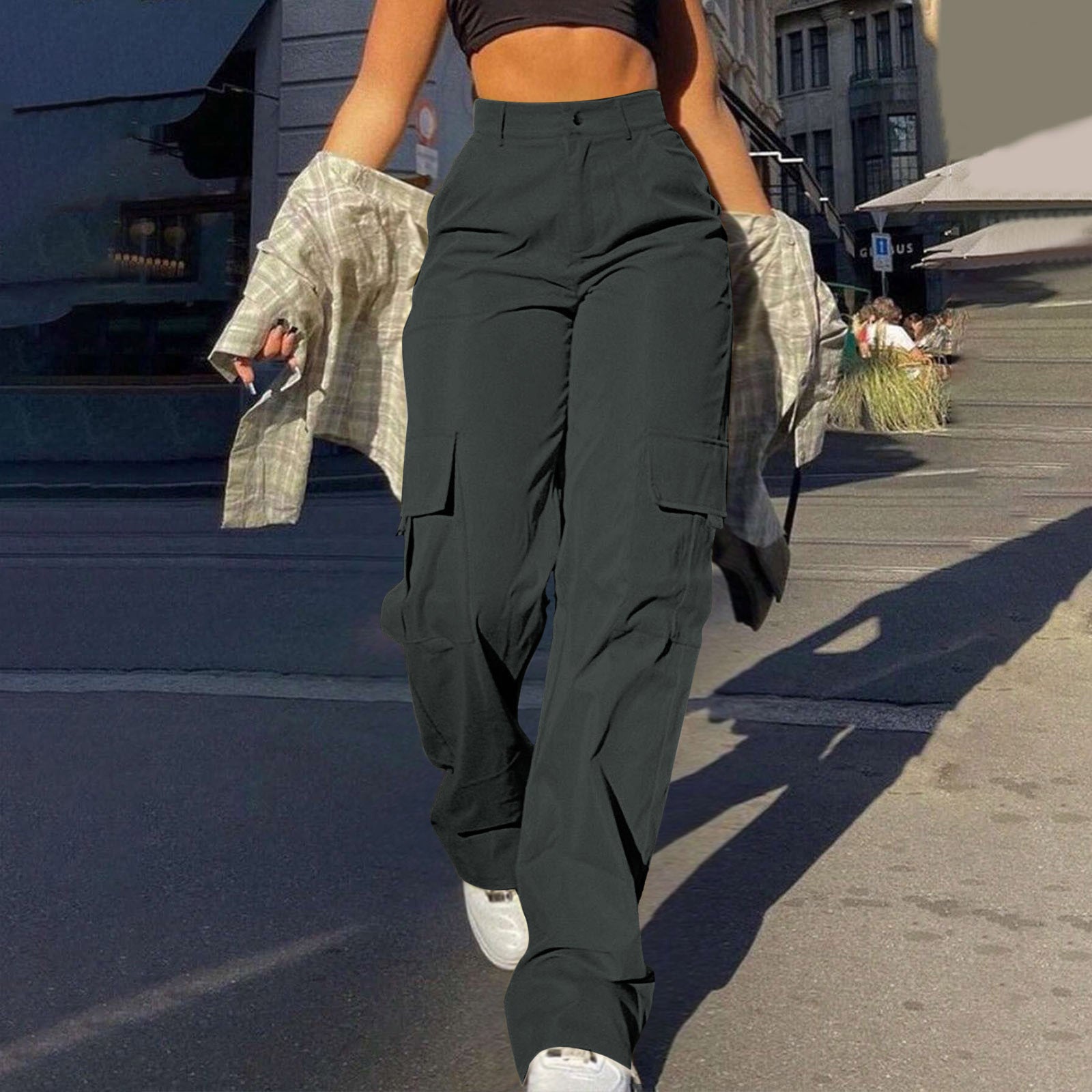 Multi-Pocket Workwear Straight-leg Trousers