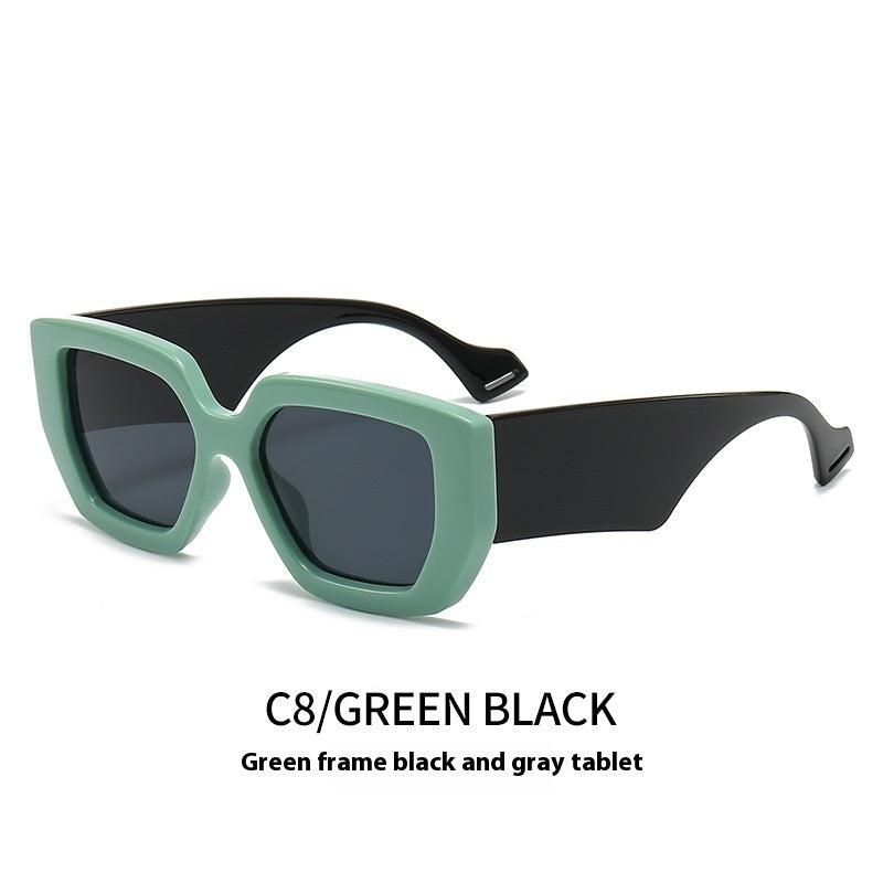 Big Square Rim Contrast Color Sunglasses Female To Make Round Face Thin-looked Fashion